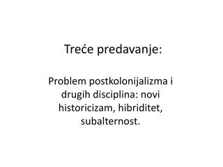 Treće predavanje: