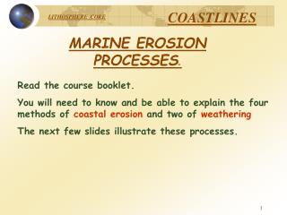 MARINE EROSION PROCESSES .