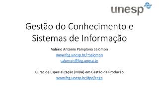 Gestão do Conhecimento e Sistemas de Informação