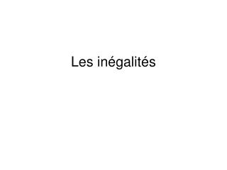 Les inégalités