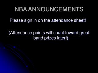 NBA ANNOUNCEMENTS