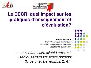 Le CECR: quel impact sur les pratiques d’enseignement et d’évaluation?