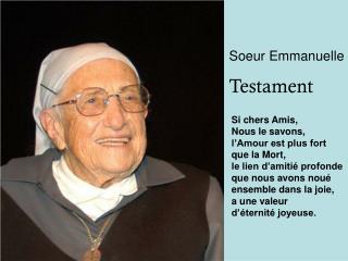 Soeur Emmanuelle Testament