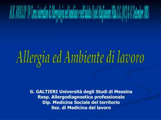 Allergia ed Ambiente di lavoro