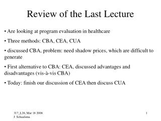 Review of the Last Lecture