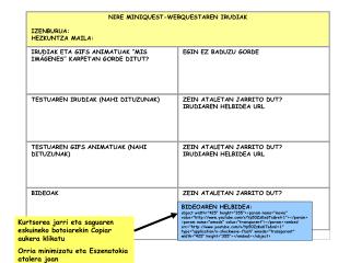 NIRE MINIQUEST-WEBQUESTAREN IRUDIAK IZENBURUA: HEZKUNTZA MAILA: