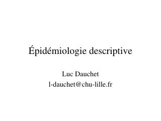 Épidémiologie descriptive