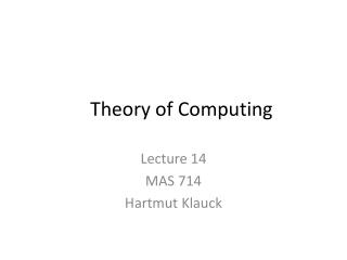 Theory of Computing