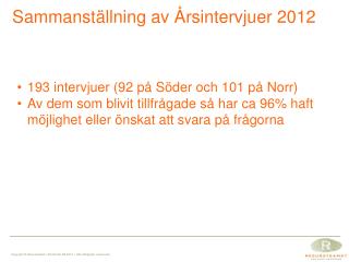 Sammanställning av Årsintervjuer 2012