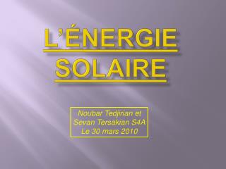 L’énergie solaire