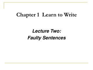 Chapter 1 Learn to Write