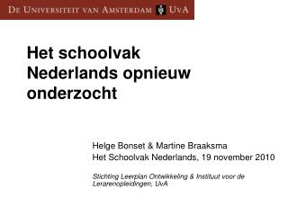 Het schoolvak Nederlands opnieuw onderzocht