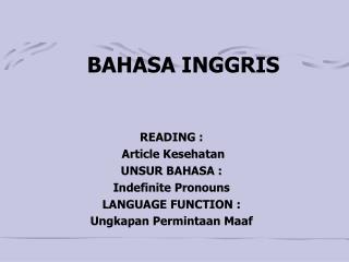 BAHASA INGGRIS