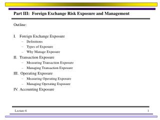 Part III: Foreign Exchange Risk Exposure and Management