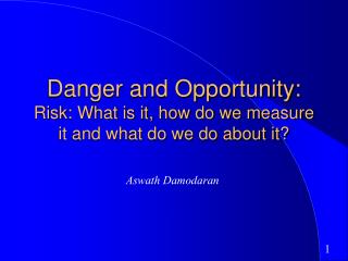 Danger and Opportunity: Risk: What is it, how do we measure it and what do we do about it?