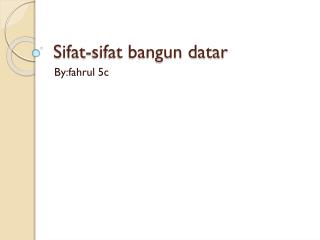 Sifat-sifat bangun datar