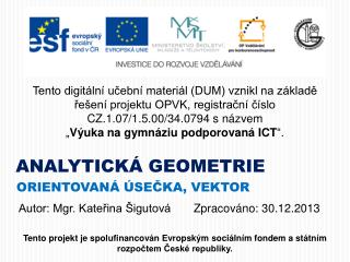 ANALYTICKÁ GEOMETRIE
