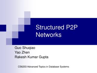 Structured P2P Networks