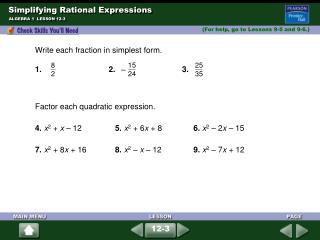 Simplifying Rational Expressions