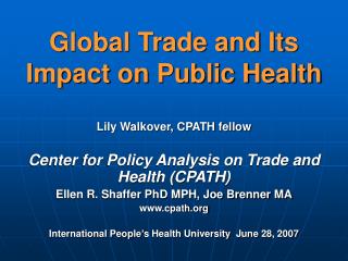 Global Trade and Its Impact on Public Health