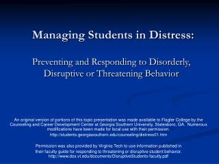 Managing Students in Distress: