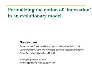 Formalizing the notion of ‘innovation’ in an evolutionary model