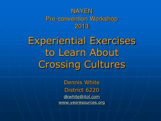 NAYEN Pre-convention Workshop 2013