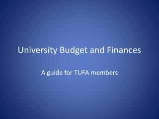 University Budget and Finances