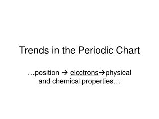 Trends in the Periodic Chart