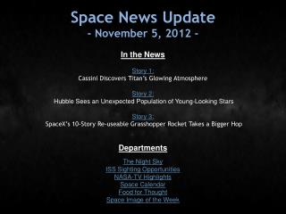 Space News Update - November 5, 2012 -