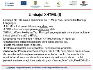 Limbajul XHTML (I)