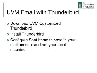 UVM Email with Thunderbird