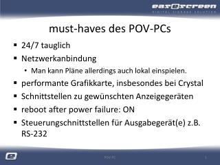 must-haves des POV-PCs