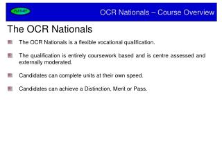 OCR Nationals – Course Overview
