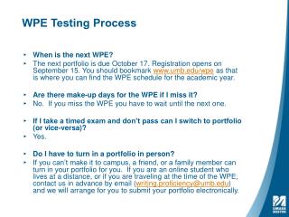 WPE Testing Process