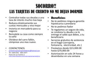 SOCORRO!! LAS TARJETAS DE CREDITO NO ME DEJAN DORMIR