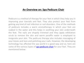 An Overview on: Spa Pedicure Chair