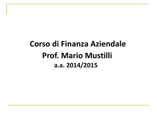 Corso di Finanza Aziendale