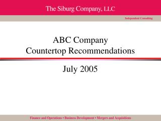 ABC Company Countertop Recommendations