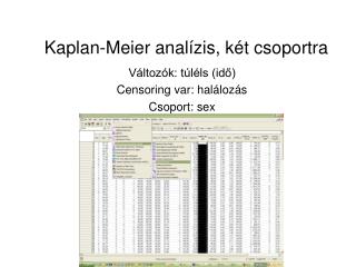 Kaplan-Meier analízis, két csoportra