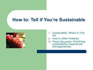 How to: Tell if You’re Sustainable