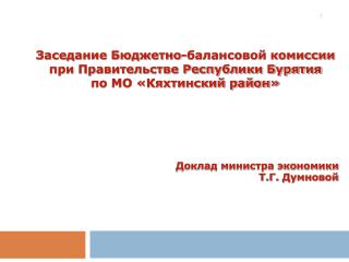 Заседание Бюджетно-балансовой комиссии при Правительстве Республики Бурятия