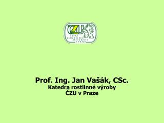 Prof. Ing. Jan Vašák, CSc. Katedra rostlinné výroby ČZU v Praze