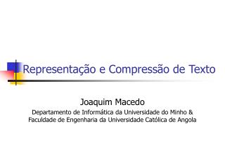 Representação e Compressão de Texto