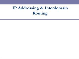 IP Addressing &amp; Interdomain Routing