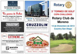 3° TORNEO DE GOLF COPA CHALLENGE Rotary Club de Moreno 14 de Diciembre de 2013 Country San Diego