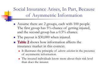 Social Insurance Arises, In Part, Because of Asymmetric Information