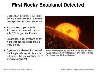 First Rocky Exoplanet Detected