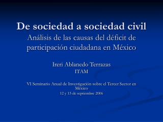 Ireri Ablanedo Terrazas ITAM VI Seminario Anual de Investigación sobre el Tercer Sector en México