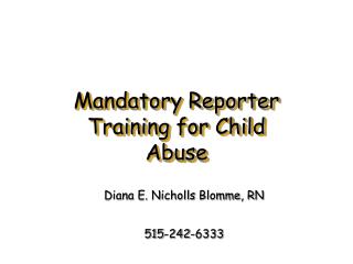 Mandatory Reporter Training for Child Abuse